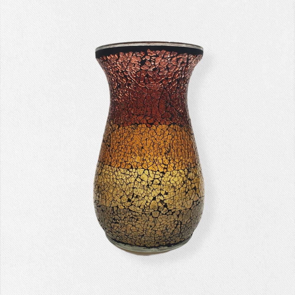 Party Lite Stained Glass Mosaic Vase,Crackle Vase